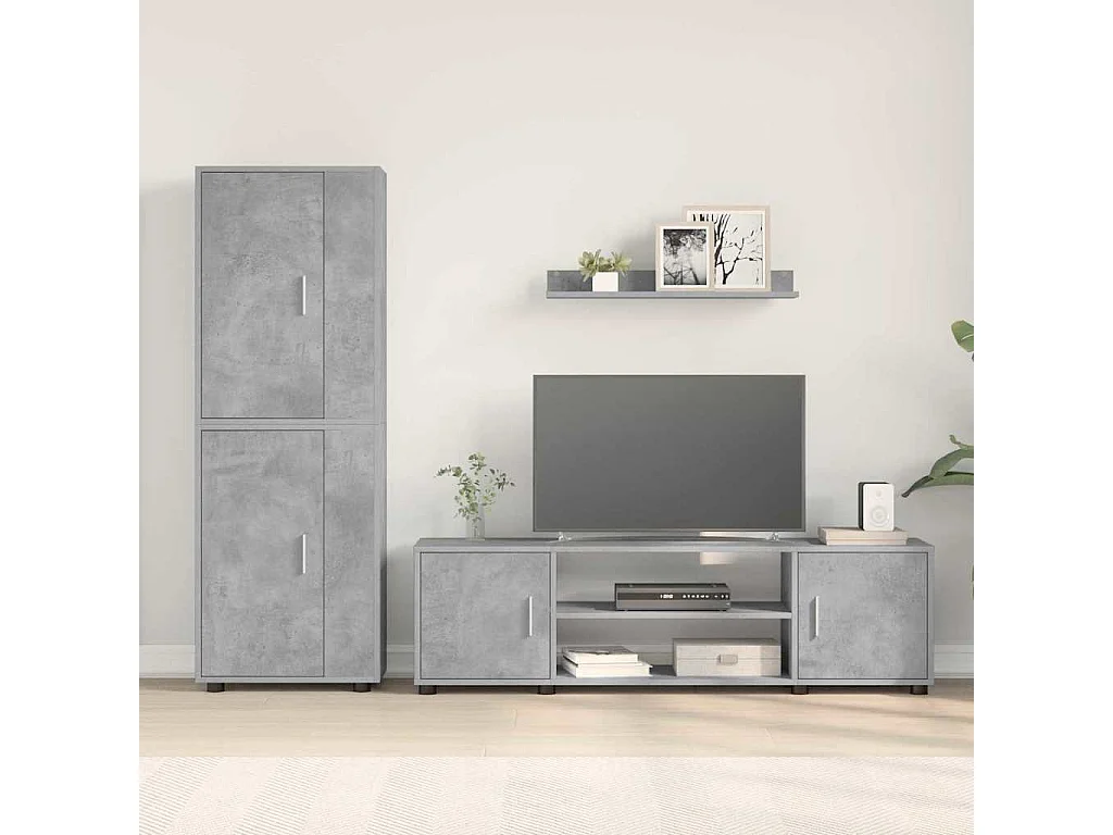 Ensemble de meuble TV 4 pièces Montage mural 4 pcs Gris béton