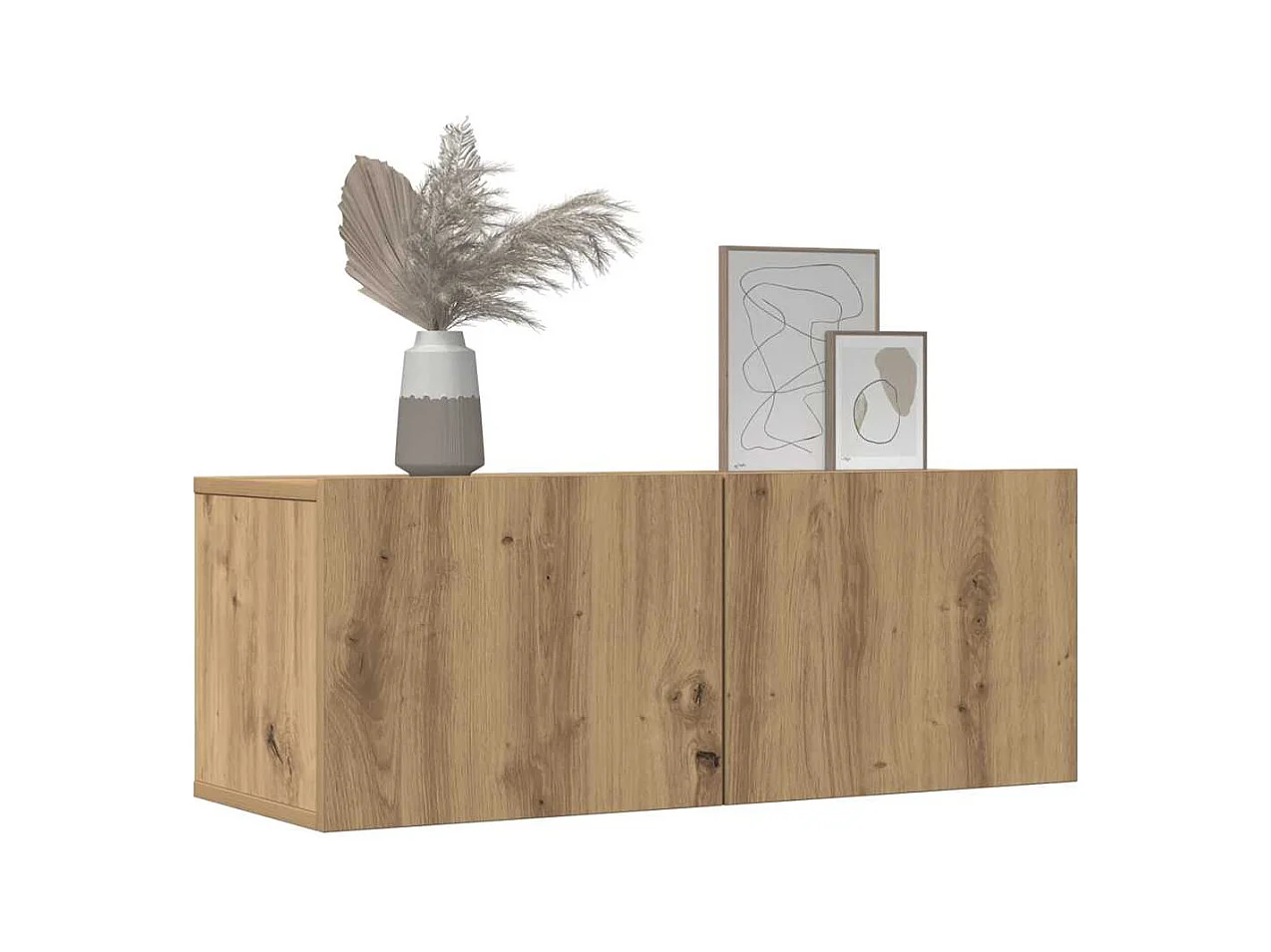 Mobili porta TV da parete 2 pezzi, rovere artigianale, 80x30x30 cm