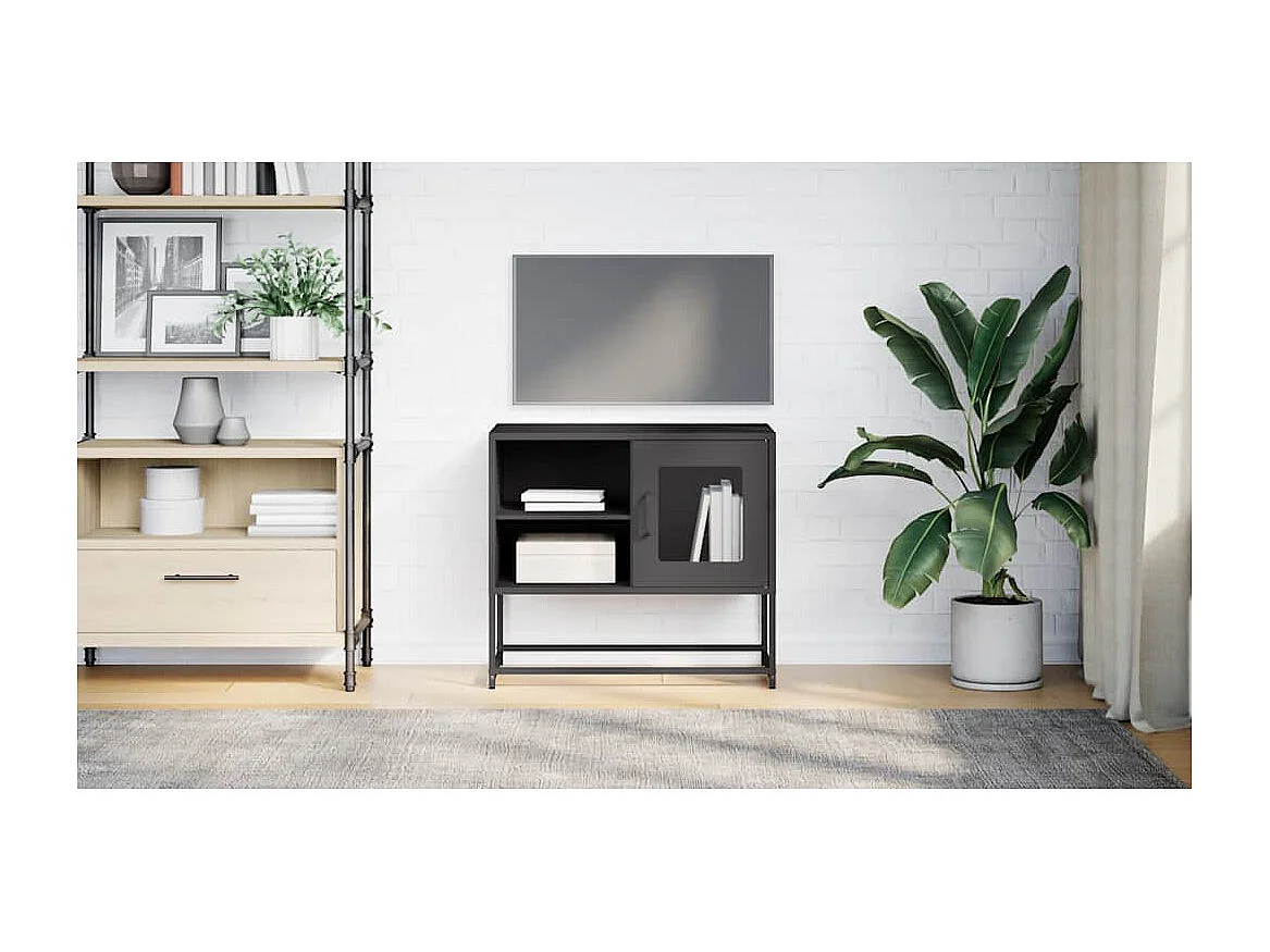 Zwarte tv-kast 68x39x60,5 cm staal