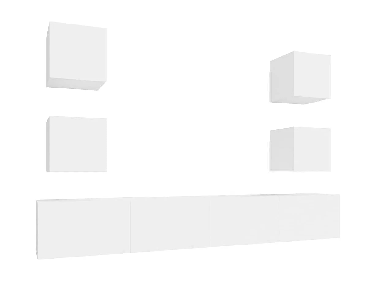 Set porta TV da 6 pezzi, bianco, legno ingegnerizzato