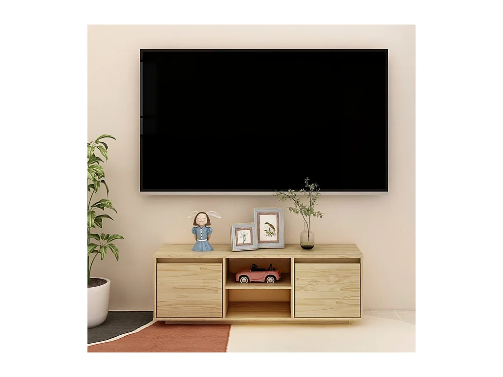 Mueble de TV 110x30x40 cm madera maciza de pino