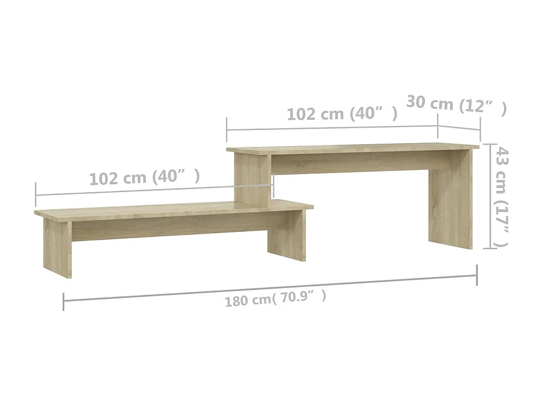 Meuble TV Chêne sonoma 180x30x43 cm Aggloméré