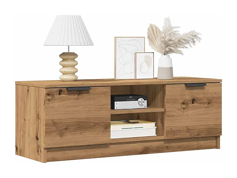 Meuble TV chêne artisanal 102x35x36,5 cm bois d'ingénierie