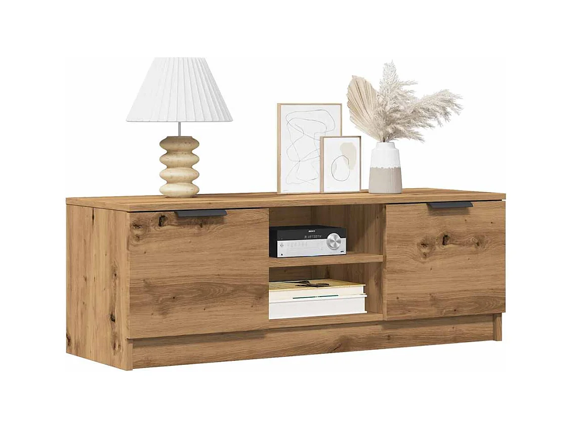 Meuble TV chêne artisanal 102x35x36,5 cm bois d'ingénierie