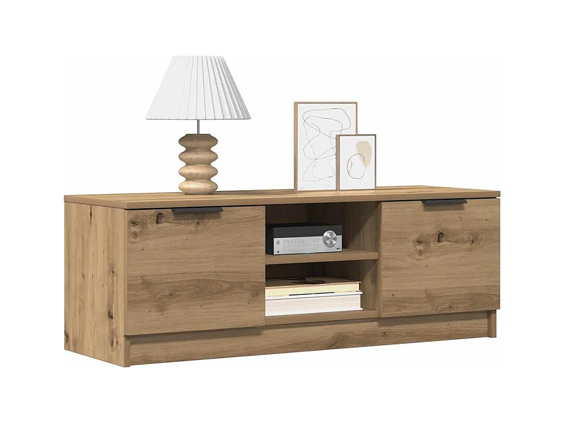 Meuble TV chêne artisanal 102x35x36,5 cm bois d'ingénierie