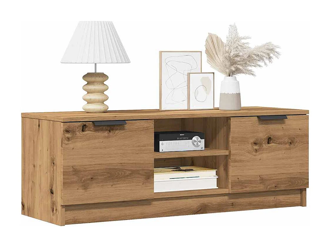 Meuble TV chêne artisanal 102x35x36,5 cm bois d'ingénierie