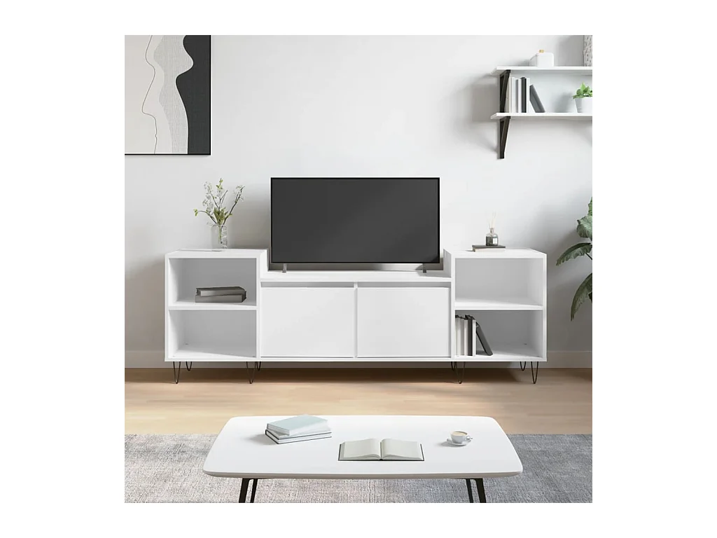 Meuble TV Blanc 160x35x55 cm Bois d'ingénierie
