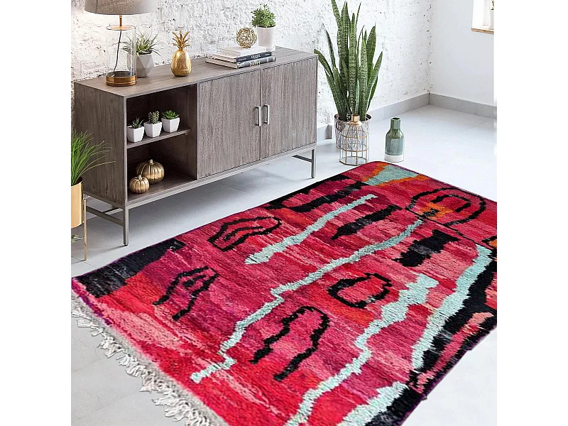 Authentique tapis berbère 165x285 fait à la main en laine multicolore BOUJAAD