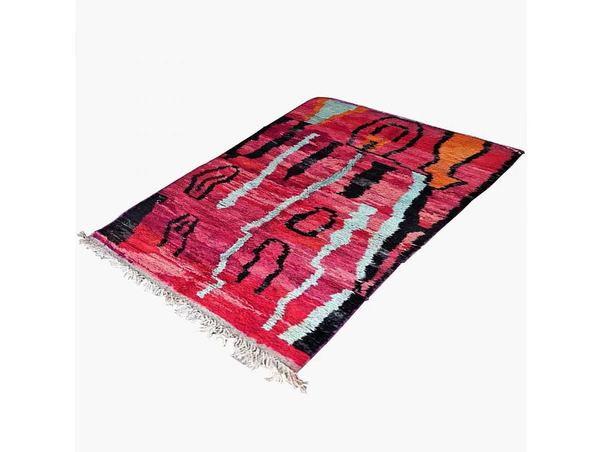 Authentique tapis berbère 165x285 fait à la main en laine multicolore BOUJAAD