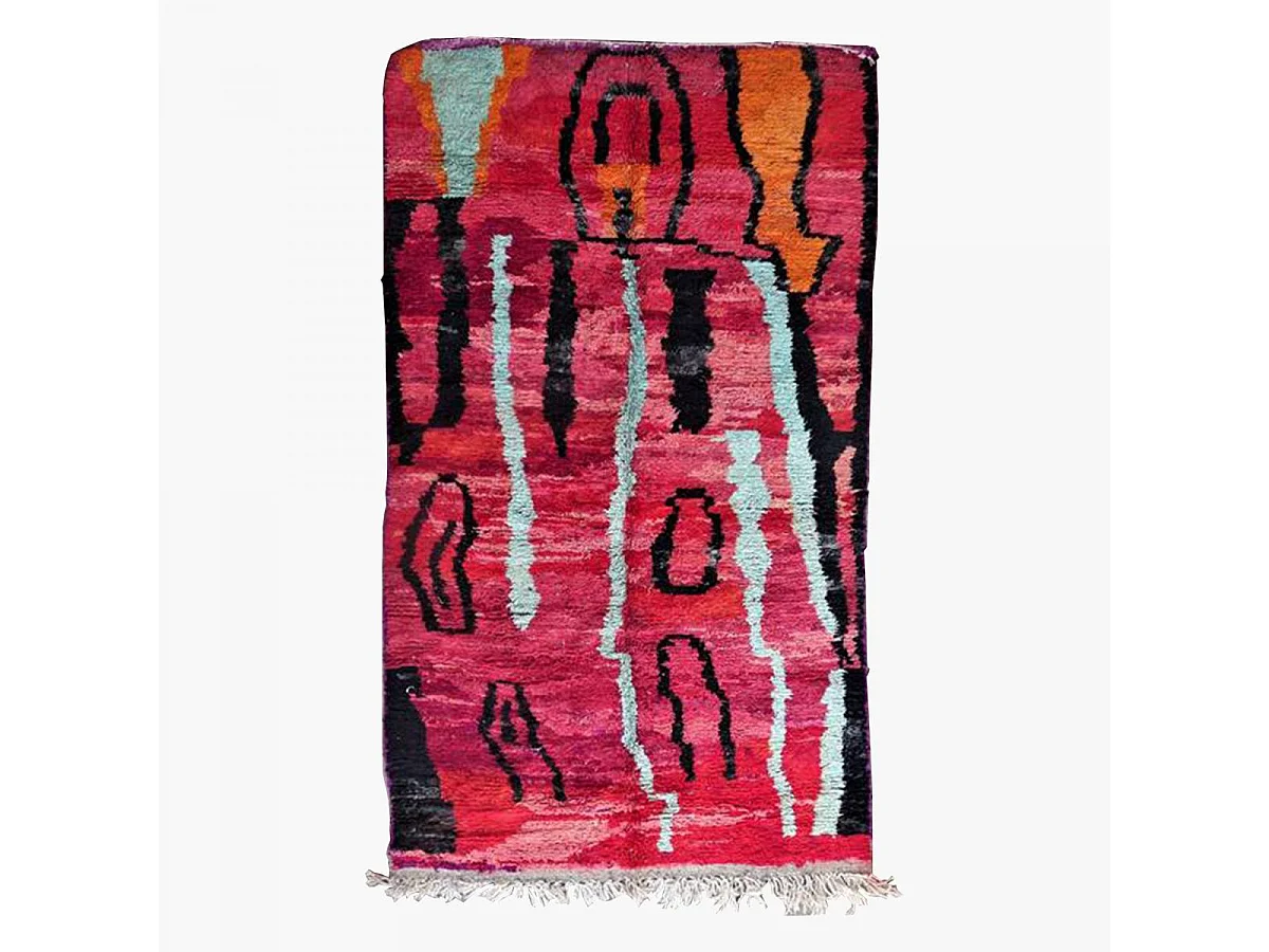 Authentique tapis berbère 165x285 fait à la main en laine multicolore BOUJAAD