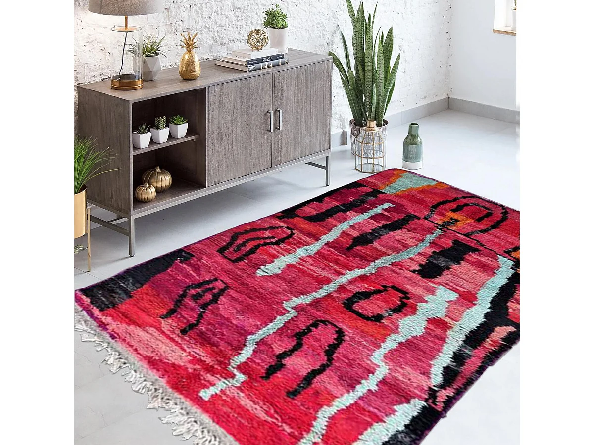 Authentique tapis berbère 165x285 fait à la main en laine multicolore BOUJAAD