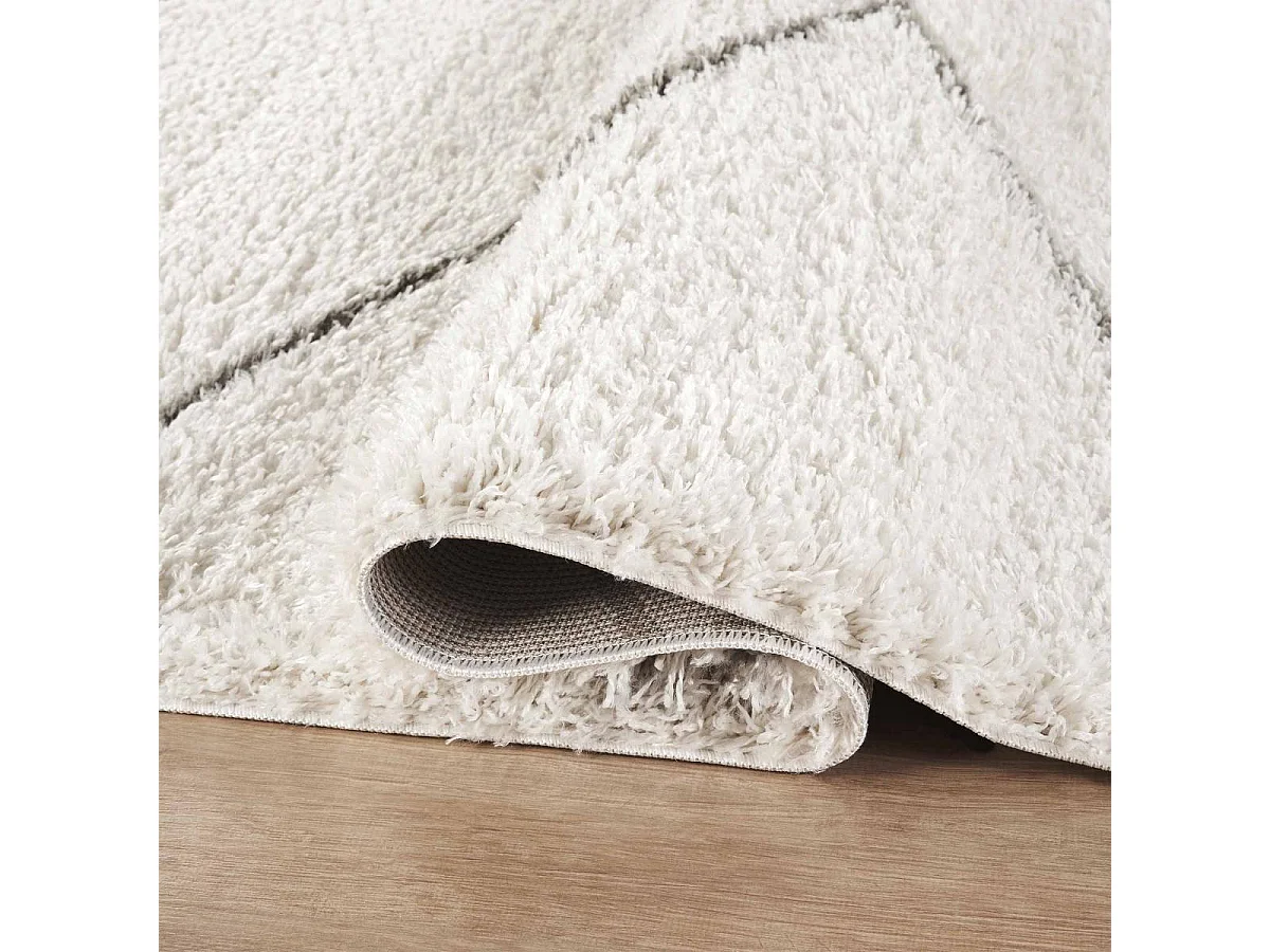 Tapis berbère 160x220 tissé motifs ethno-chic LYN4 BENYLE 3 crème