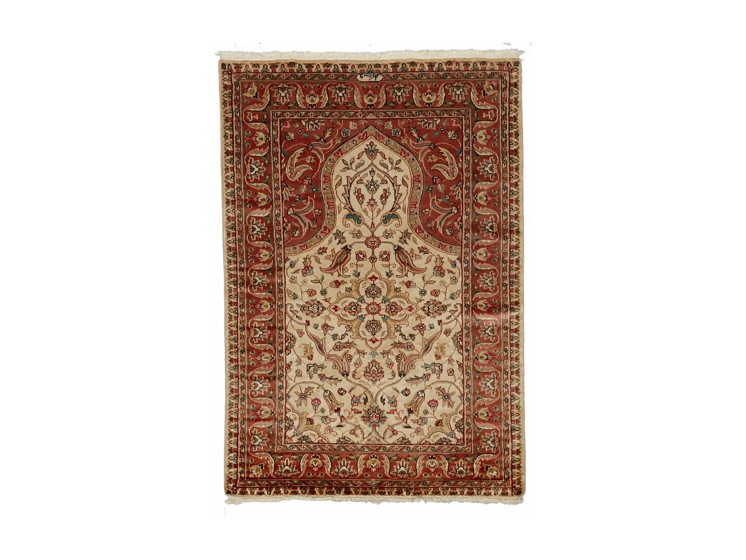Authentique tapis d'Orient 125x180 fait main en soie beige JIHANGIR 65