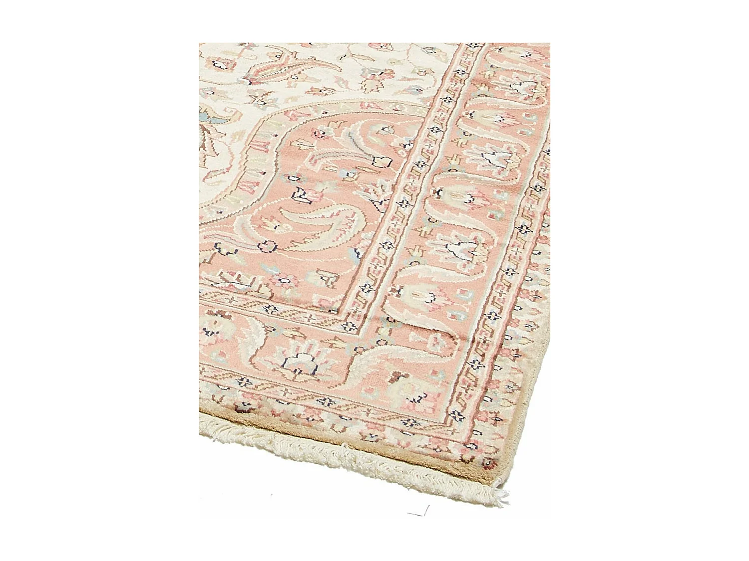 Authentique tapis d'Orient 125x180 fait main en soie beige JIHANGIR 65