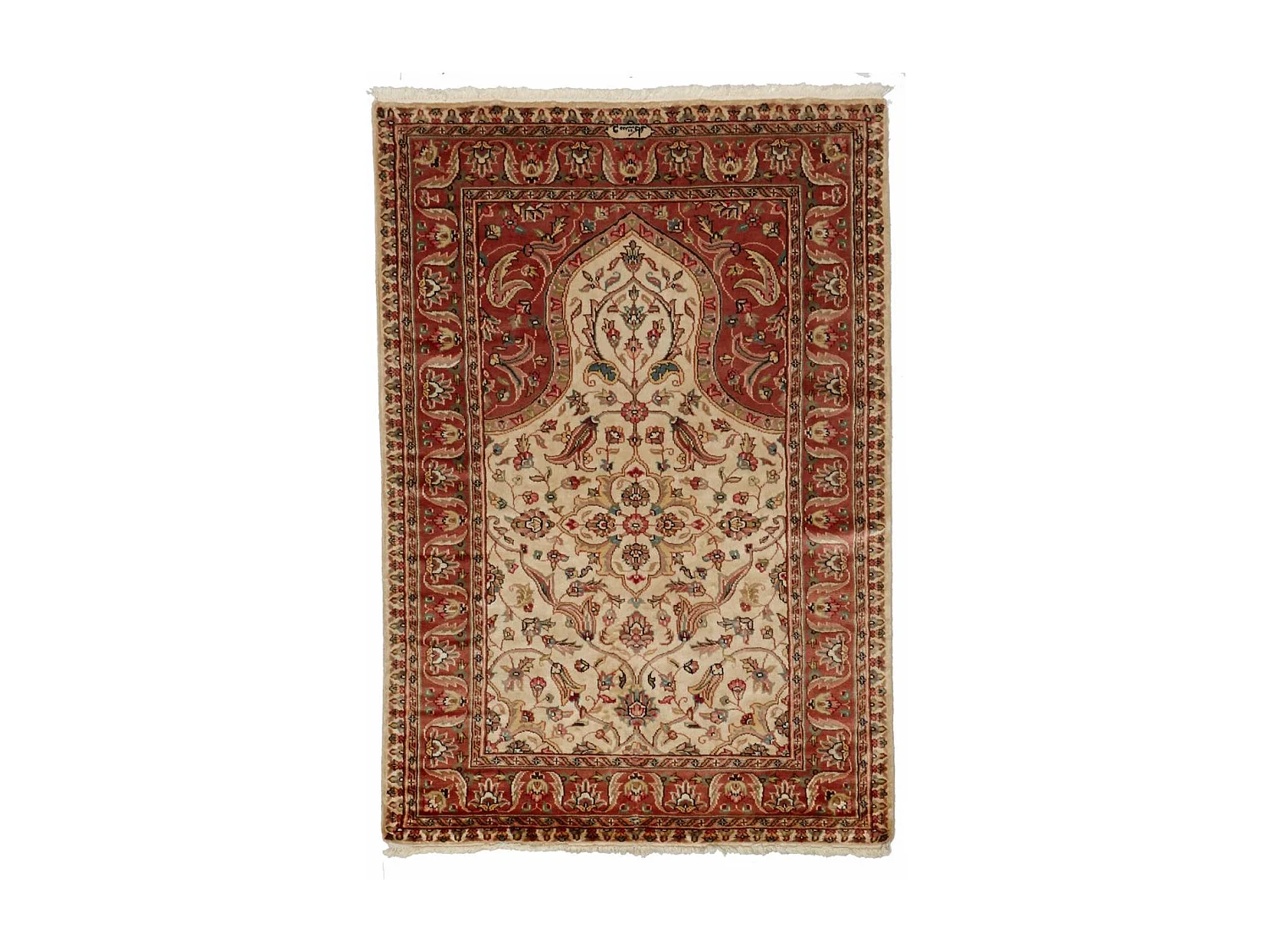 Authentique tapis d'Orient 125x180 fait main en soie beige JIHANGIR 65