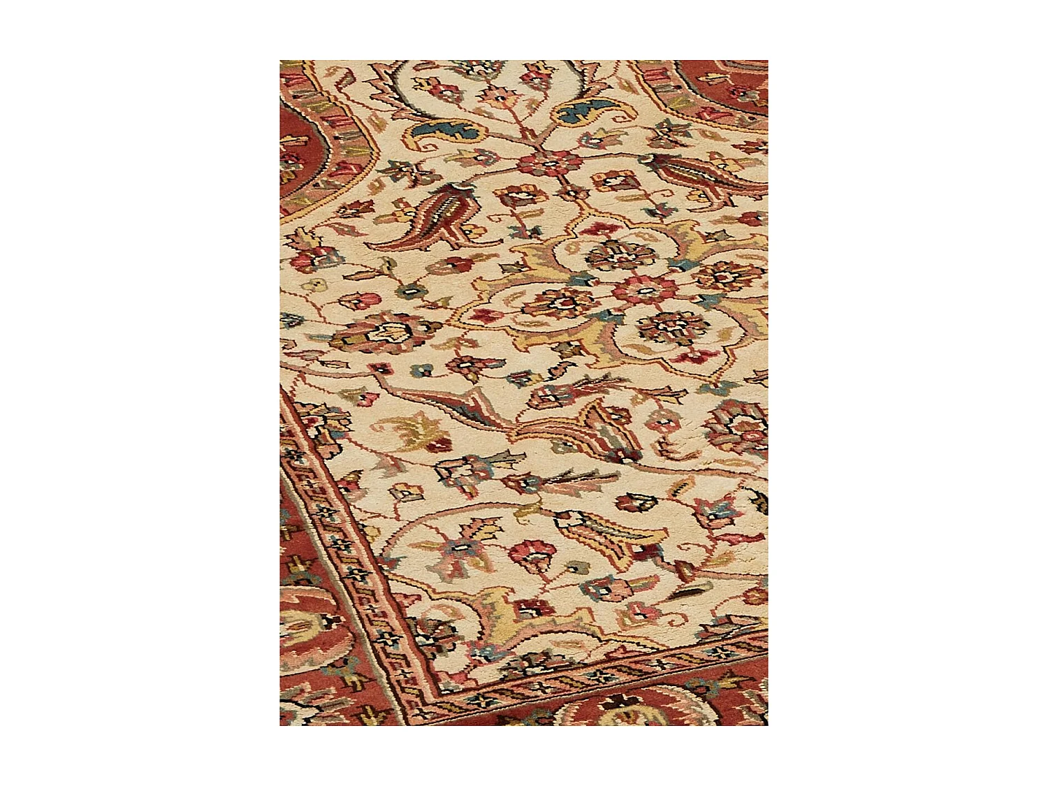 Authentique tapis d'Orient 125x180 fait main en soie beige JIHANGIR 65