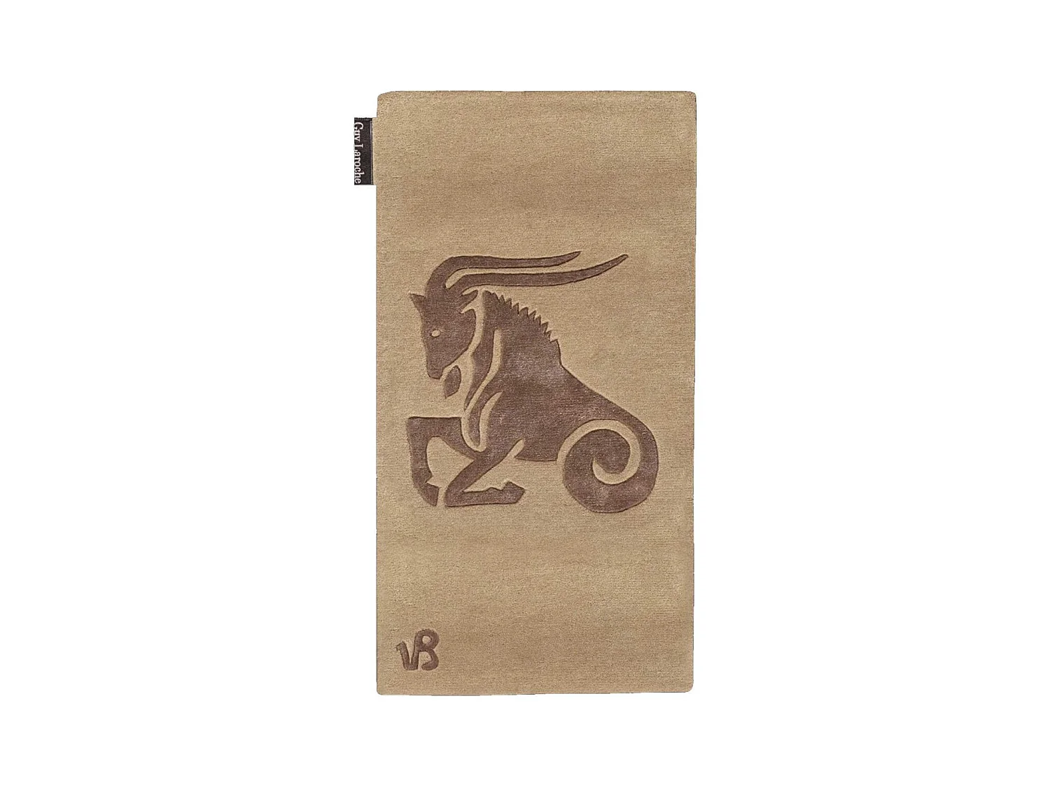 tapis chambre 70x130 fait main en laine beige rectangle motif animaux CAPRICORN