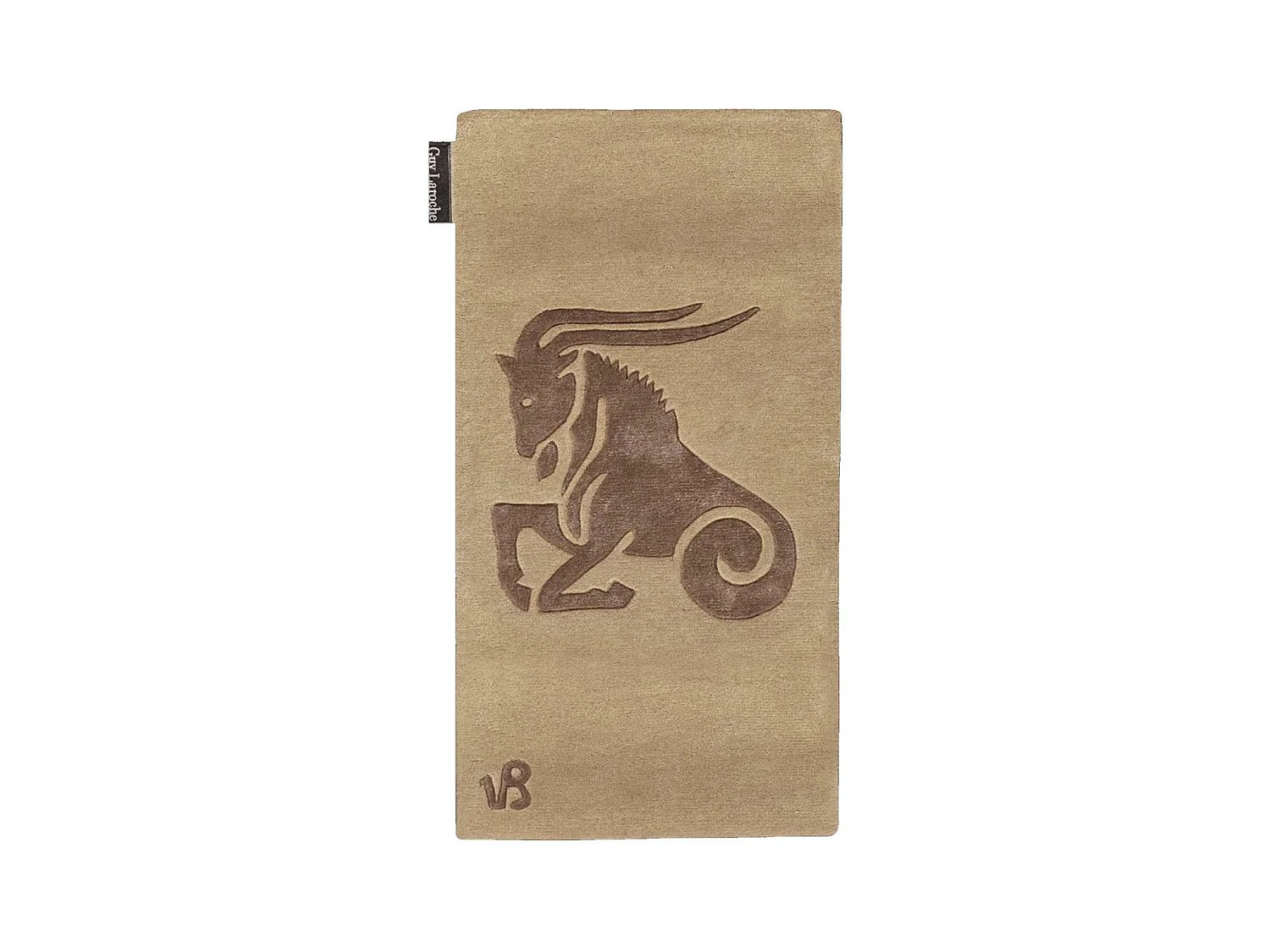 tapis chambre 70x130 fait main en laine beige rectangle motif animaux CAPRICORN