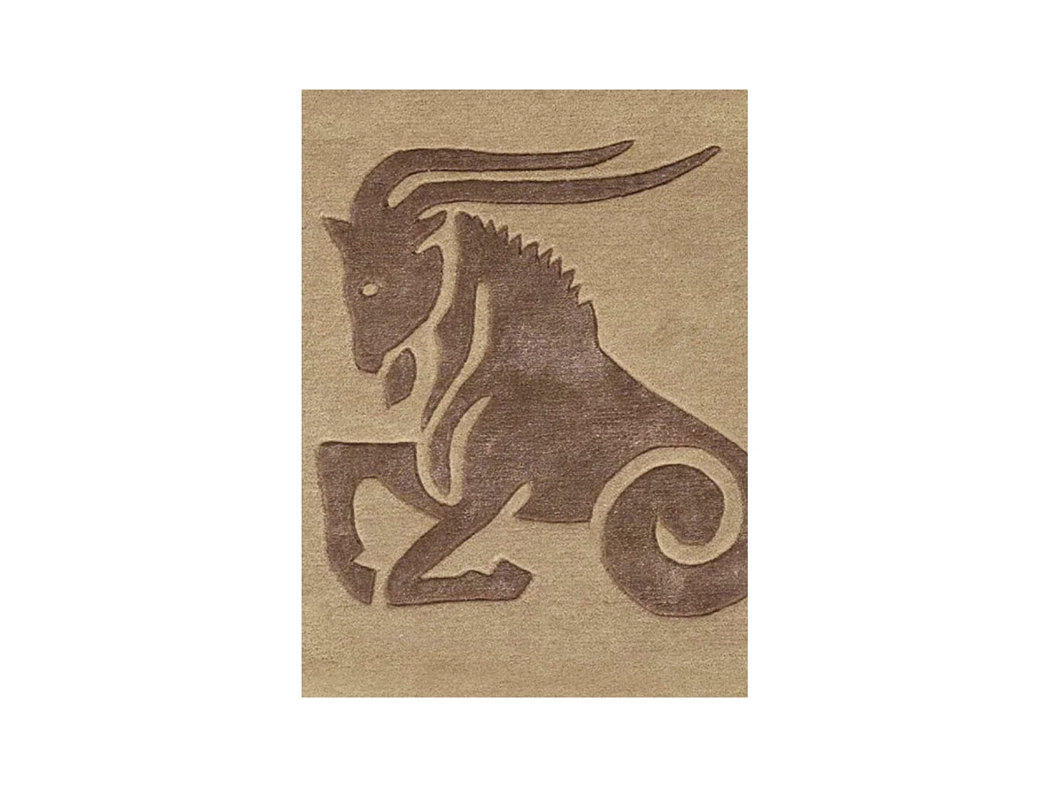 tapis chambre 70x130 fait main en laine beige rectangle motif animaux CAPRICORN