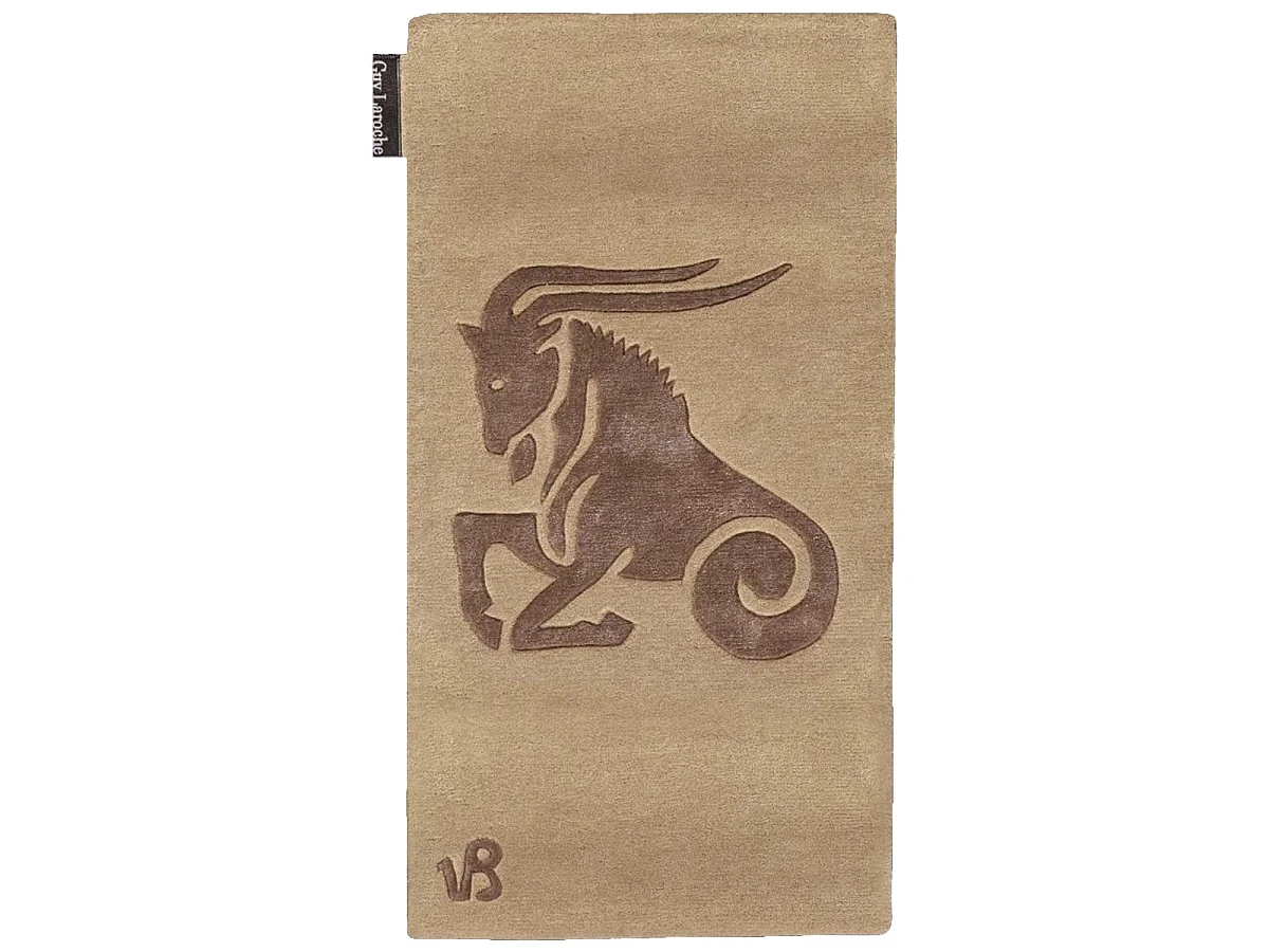 tapis chambre 70x130 fait main en laine beige rectangle motif animaux CAPRICORN