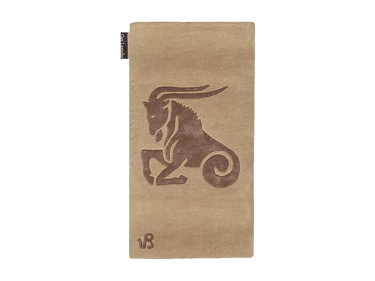 tapis chambre 70x130 fait main en laine beige rectangle motif animaux CAPRICORN