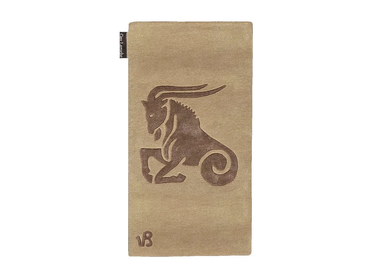 tapis chambre 70x130 fait main en laine beige rectangle motif animaux CAPRICORN