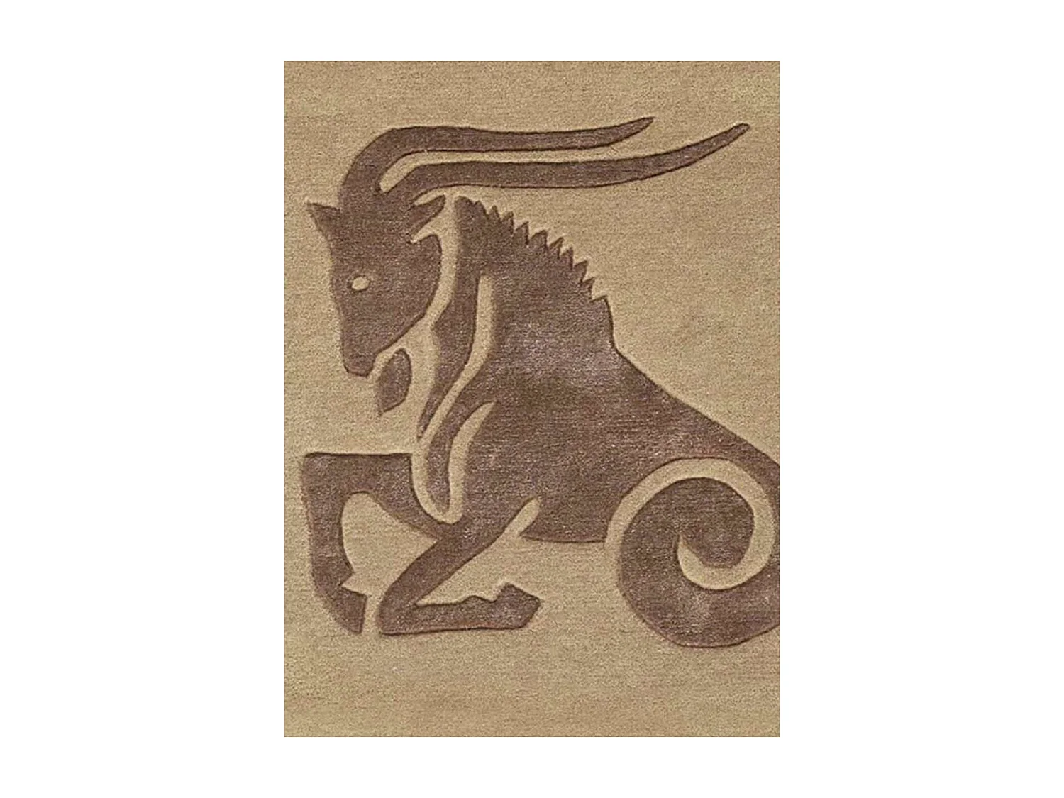 tapis chambre 70x130 fait main en laine beige rectangle motif animaux CAPRICORN