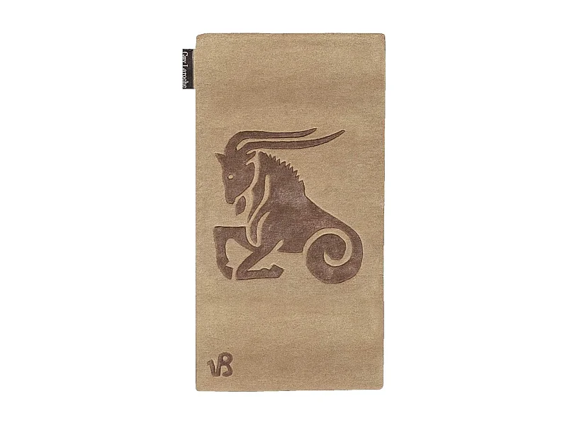 tapis chambre 70x130 fait main en laine beige rectangle motif animaux CAPRICORN