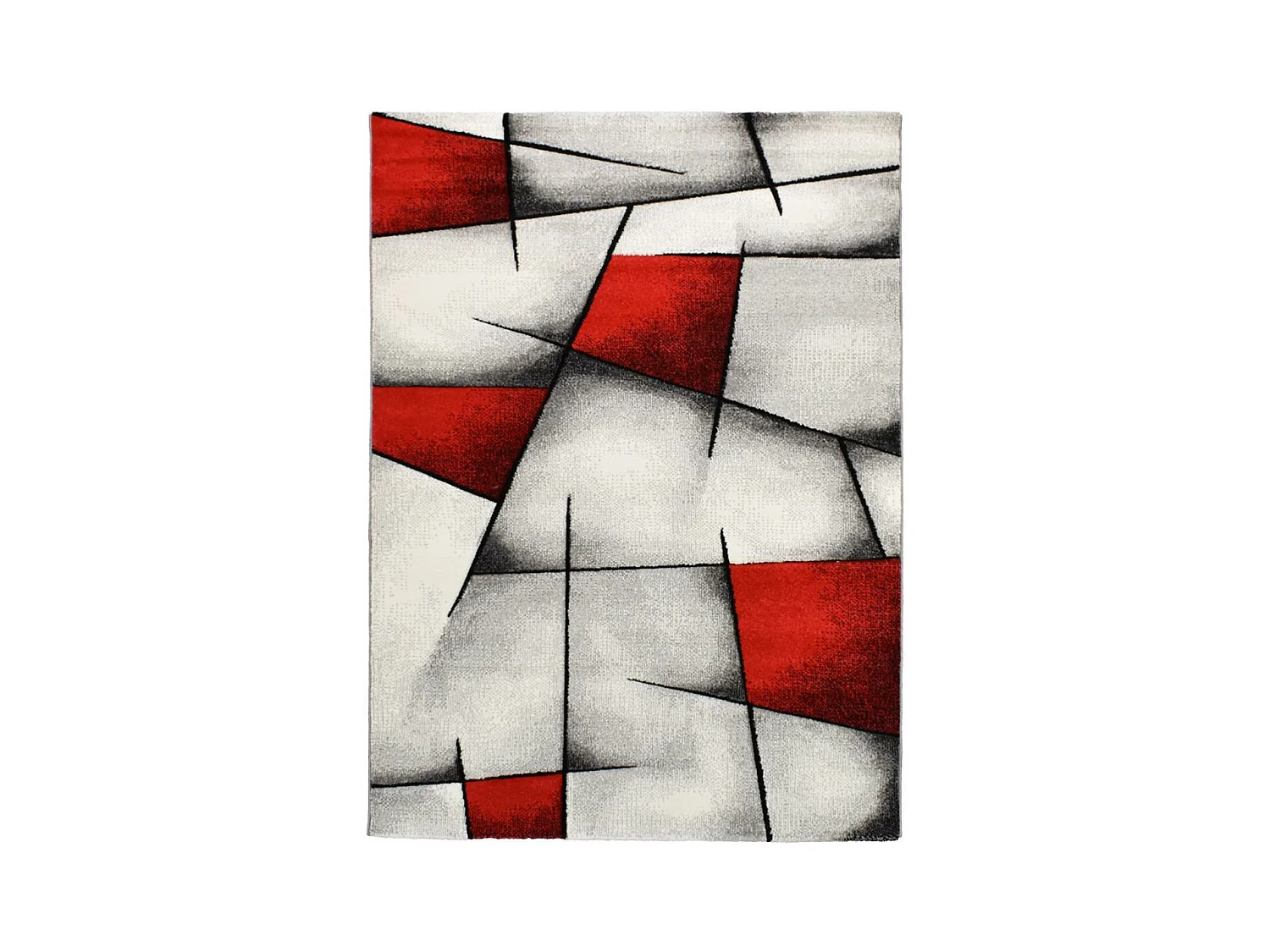 tapis salon 140x140 tissé rouge carré motif géométrique LYN8 ULTIMA