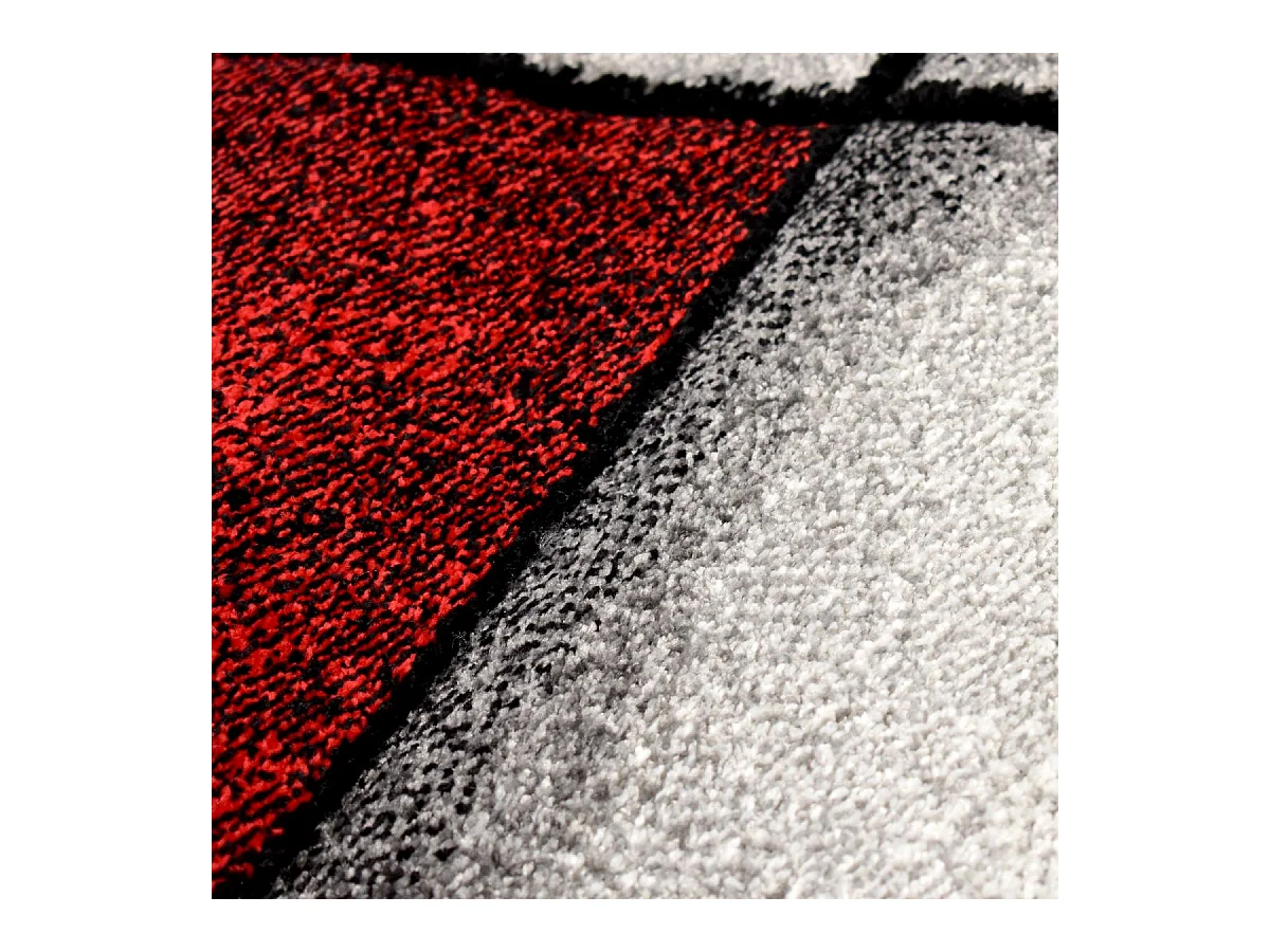 tapis salon 140x140 tissé rouge carré motif géométrique LYN8 ULTIMA