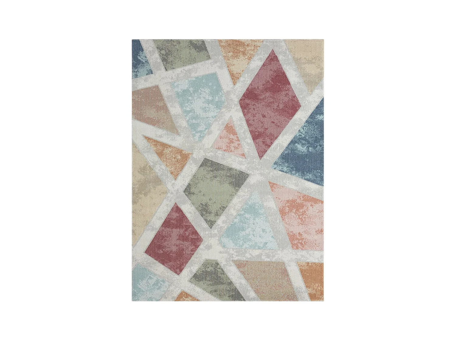 Tapis extérieur 120x160 tissé kilim bleu et orange SOYEUX E