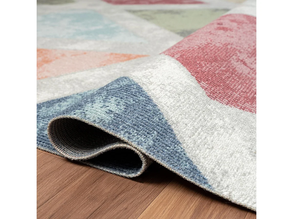 Tapis extérieur 120x160 tissé kilim bleu et orange SOYEUX E