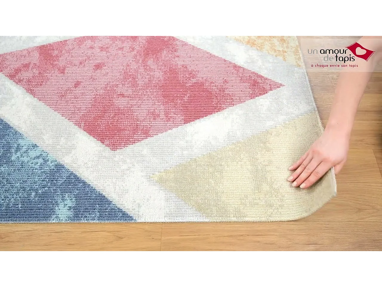 Tapis extérieur 120x160 tissé kilim bleu et orange SOYEUX E