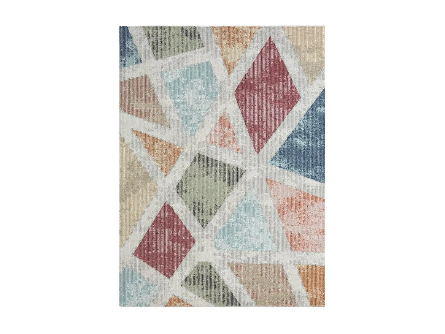 Tapis extérieur 120x160 tissé kilim bleu et orange SOYEUX E