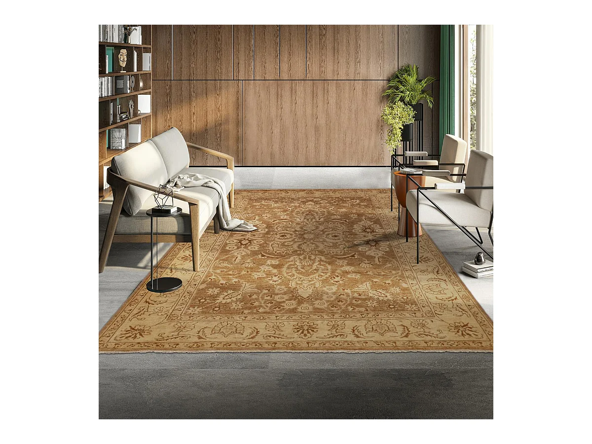 Authentique tapis d'Orient 190x280 fait main en laine marron ZIEGLER 11