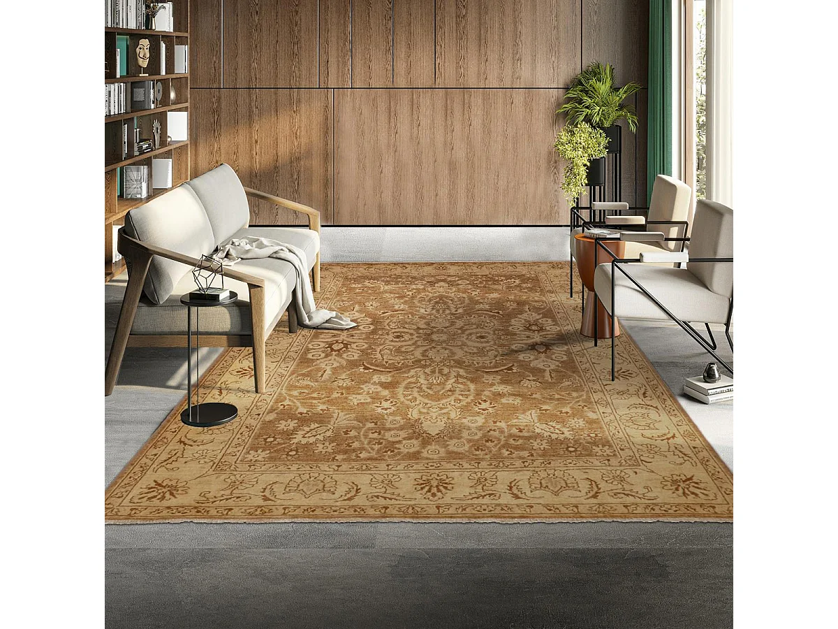 Authentique tapis d'Orient 190x280 fait main en laine marron ZIEGLER 11