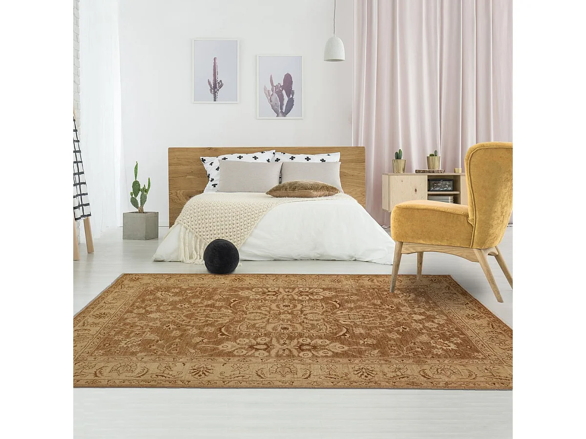 Authentique tapis d'Orient 190x280 fait main en laine marron ZIEGLER 11