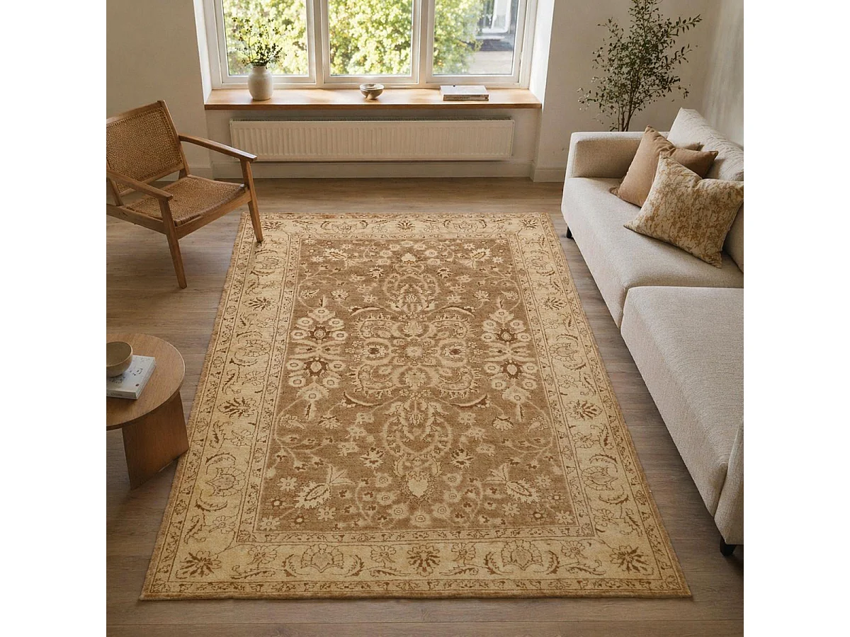Autentico tappeto orientale 190x280 realizzato a mano in lana marrone ZIEGLER 11