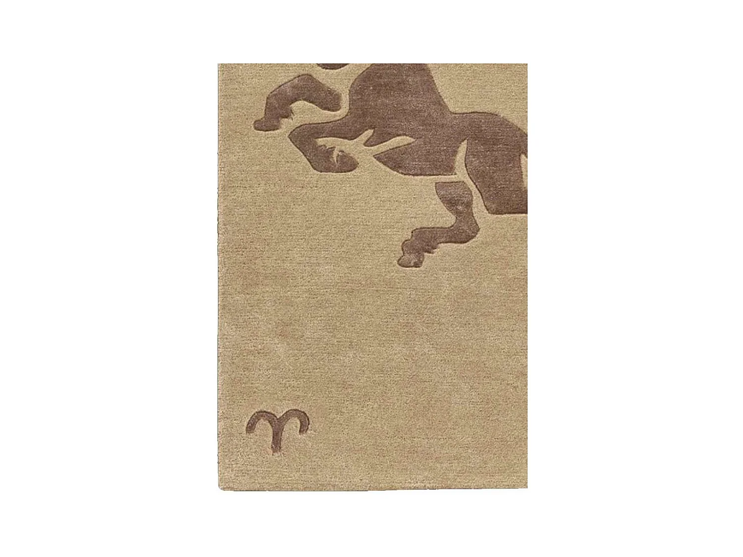 tapis entrée 70x130 fait main en laine beige rectangle motif géométrique ARIES