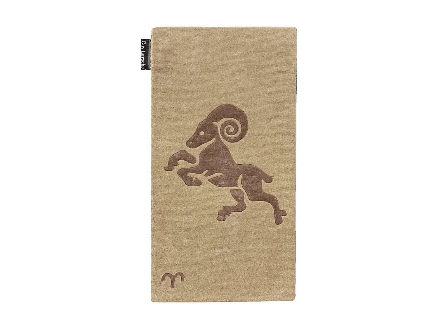 tapis entrée 70x130 fait main en laine beige rectangle motif géométrique ARIES