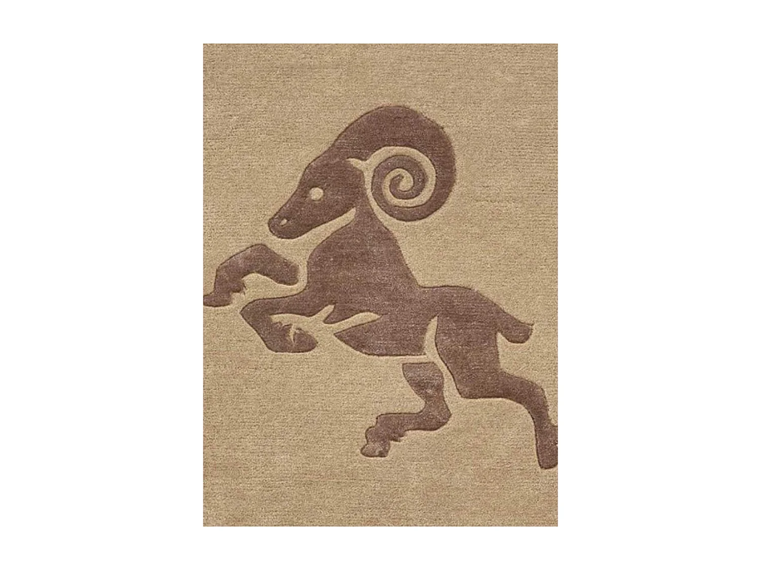 tapis entrée 70x130 fait main en laine beige rectangle motif géométrique ARIES