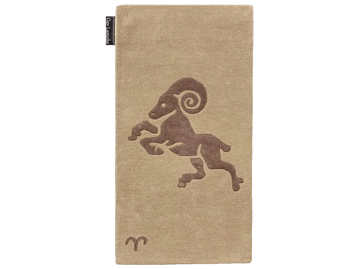 tapis entrée 70x130 fait main en laine beige rectangle motif géométrique ARIES