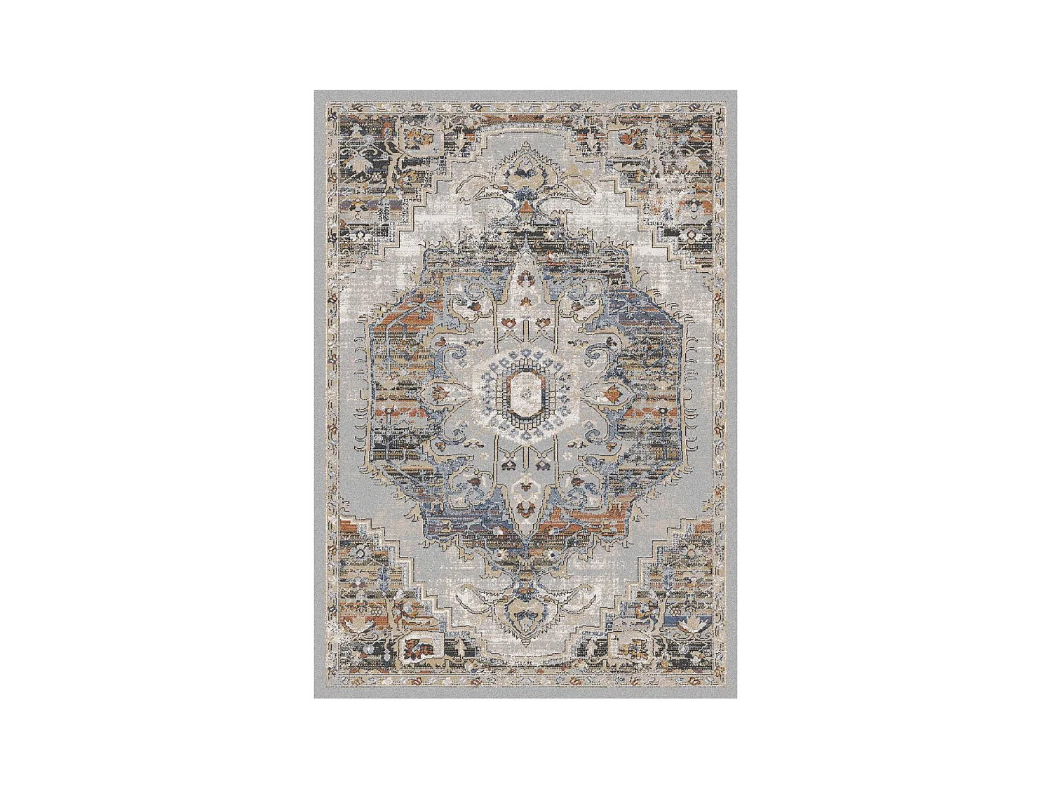 Tapis orient 120x160 rectangle jaune et bleu tissé motif classique ELAE