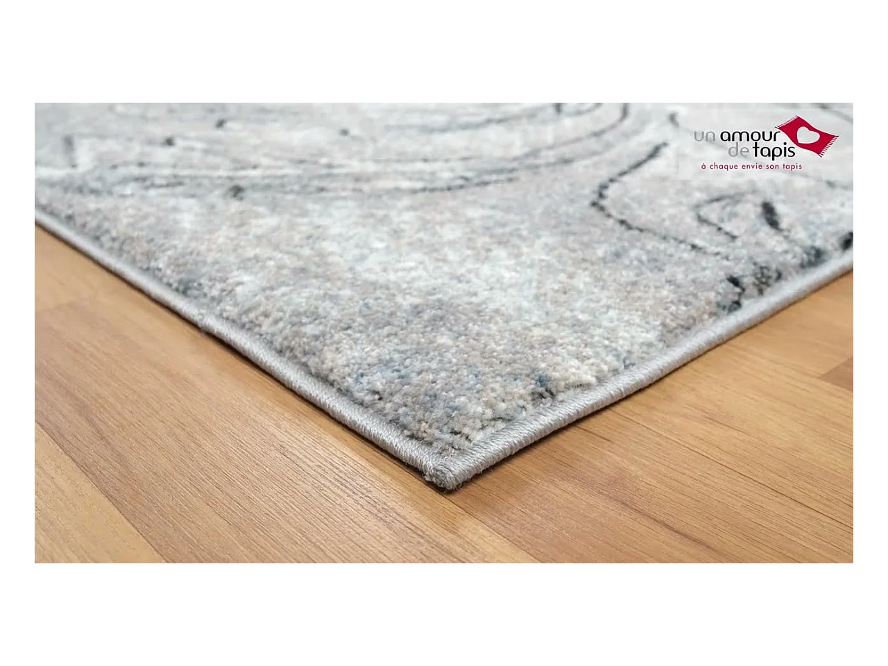 tapis chambre 120x160 tissé gris rectangle motif baroque MUMBA D