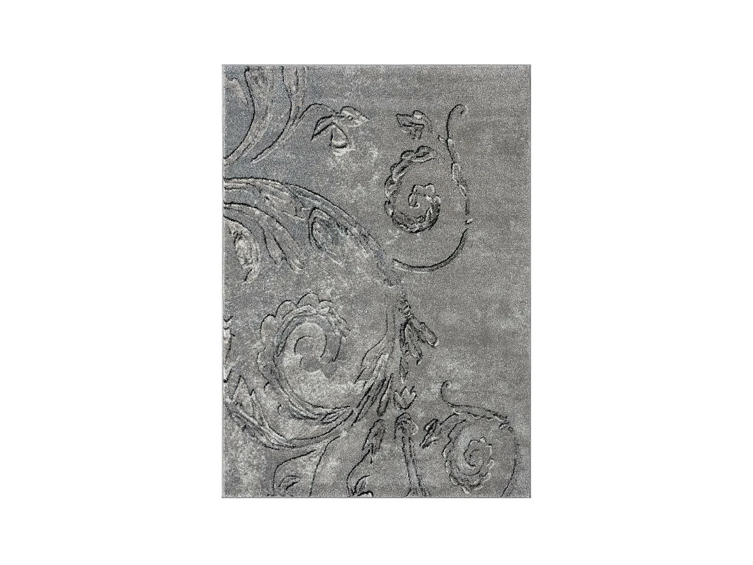 tapis chambre 120x160 tissé gris rectangle motif baroque MUMBA D