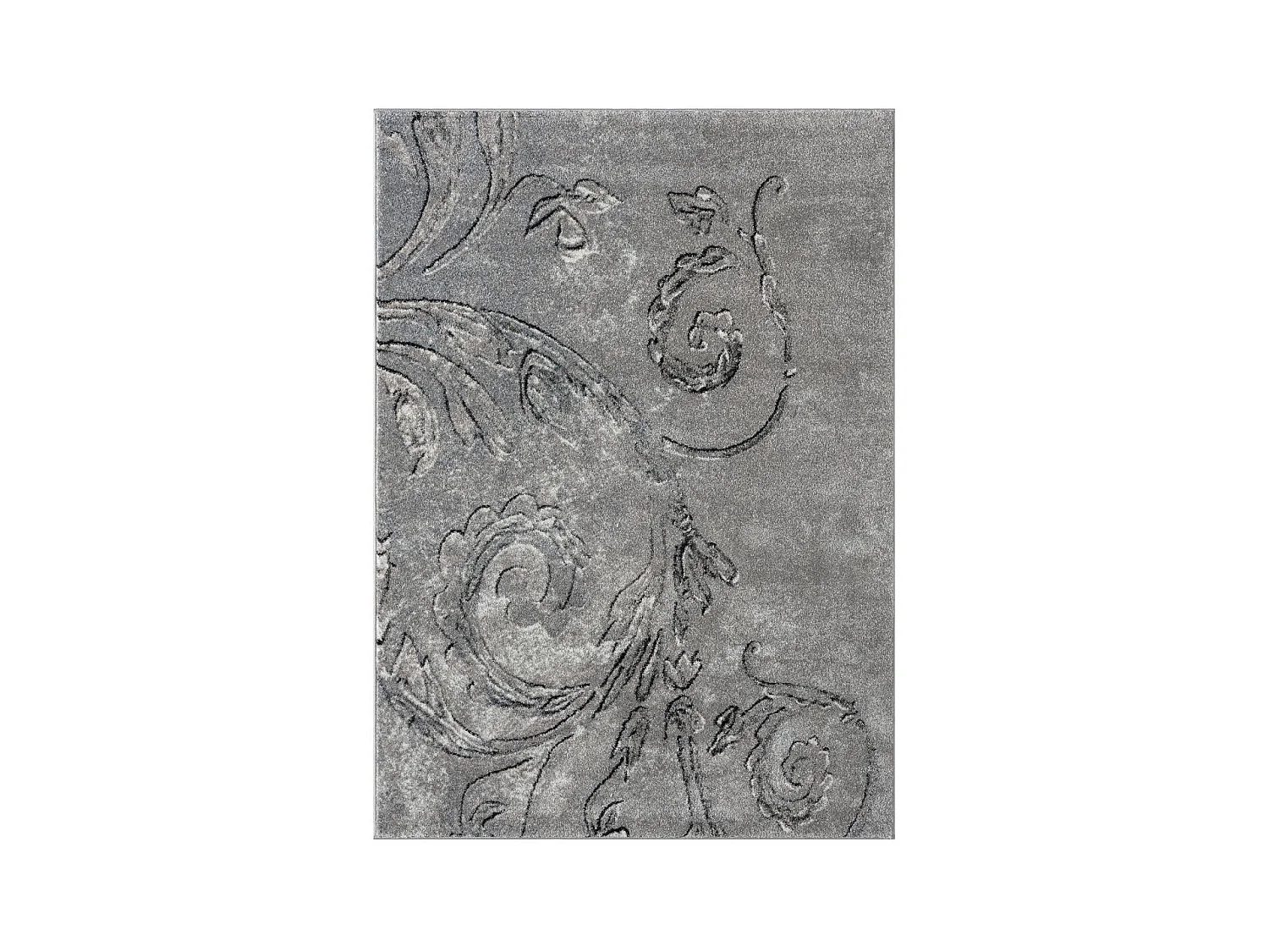 tapis chambre 120x160 tissé gris rectangle motif baroque MUMBA D