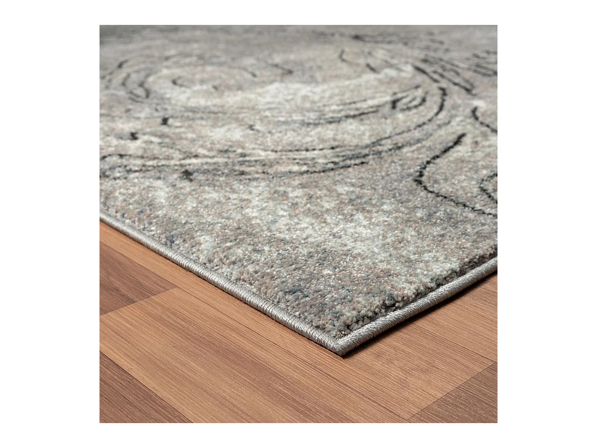 tapis chambre 120x160 tissé gris rectangle motif baroque MUMBA D