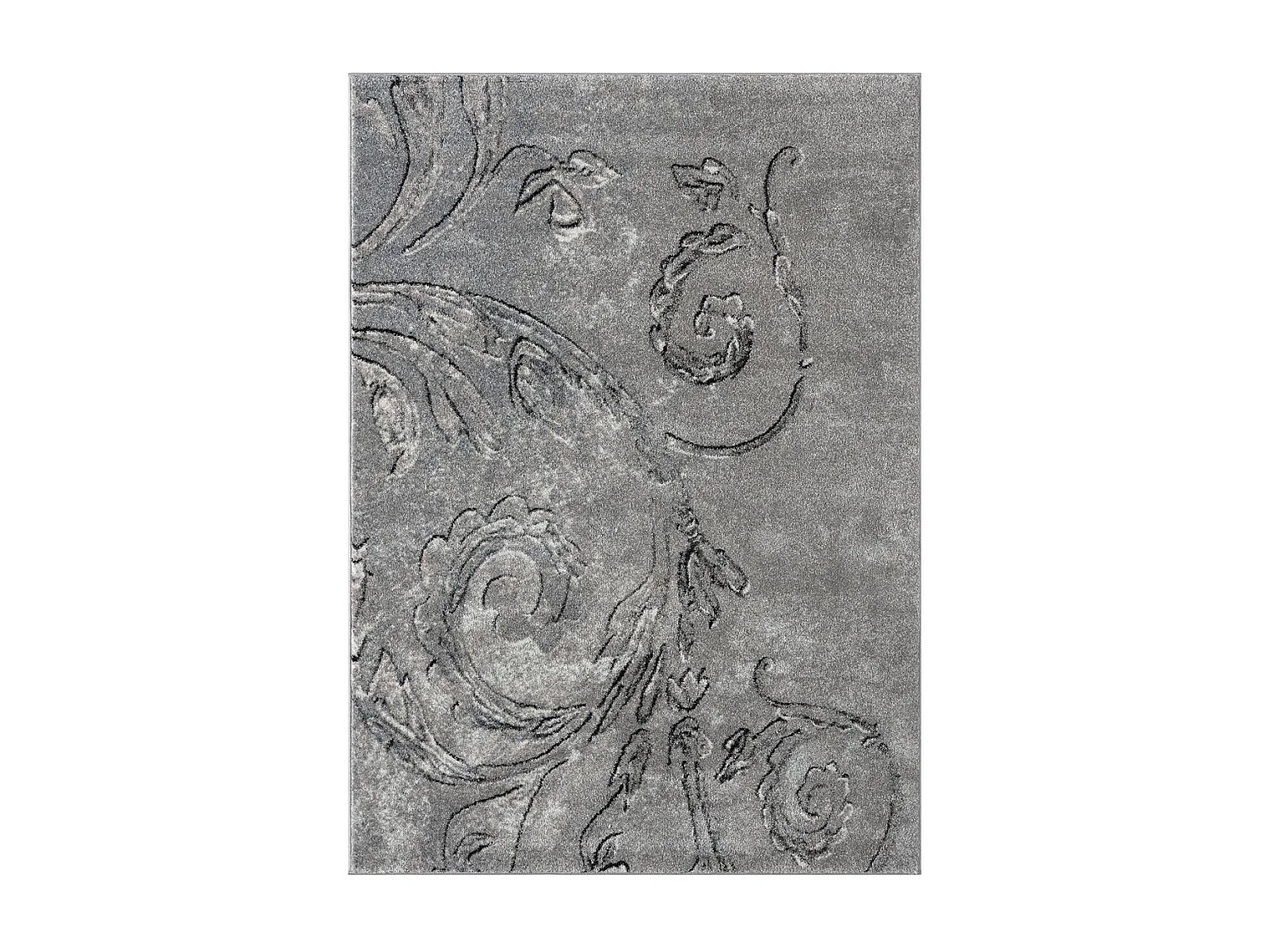 tapis chambre 120x160 tissé gris rectangle motif baroque MUMBA D