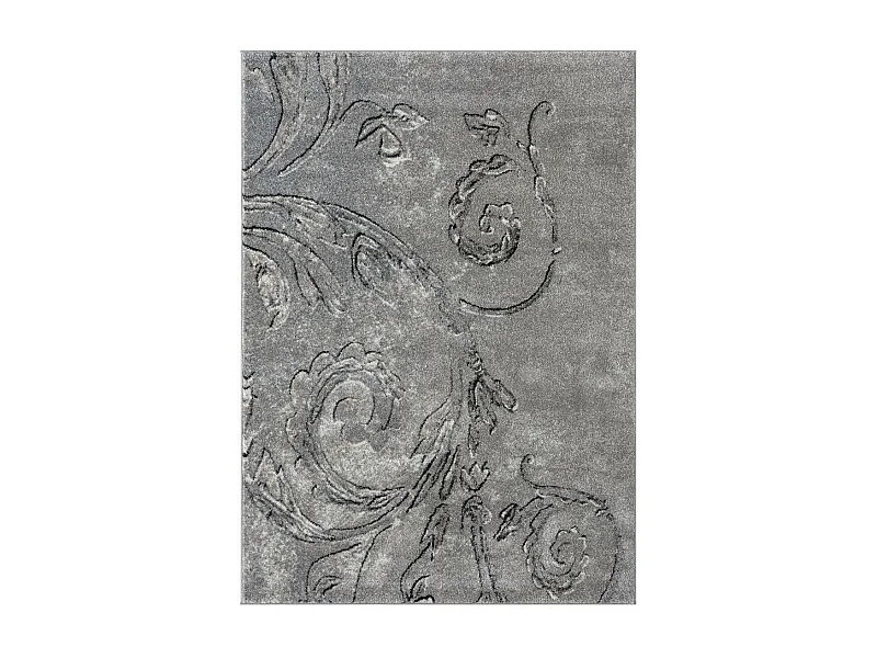 tapis chambre 120x160 tissé gris rectangle motif baroque MUMBA D