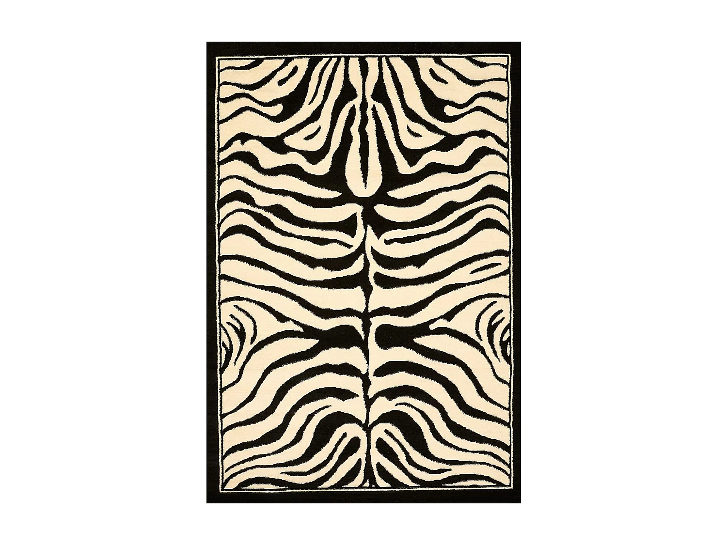 tapis chambre 190x280 tissé noir rectangle motif animaux LYN1 ZEBRO